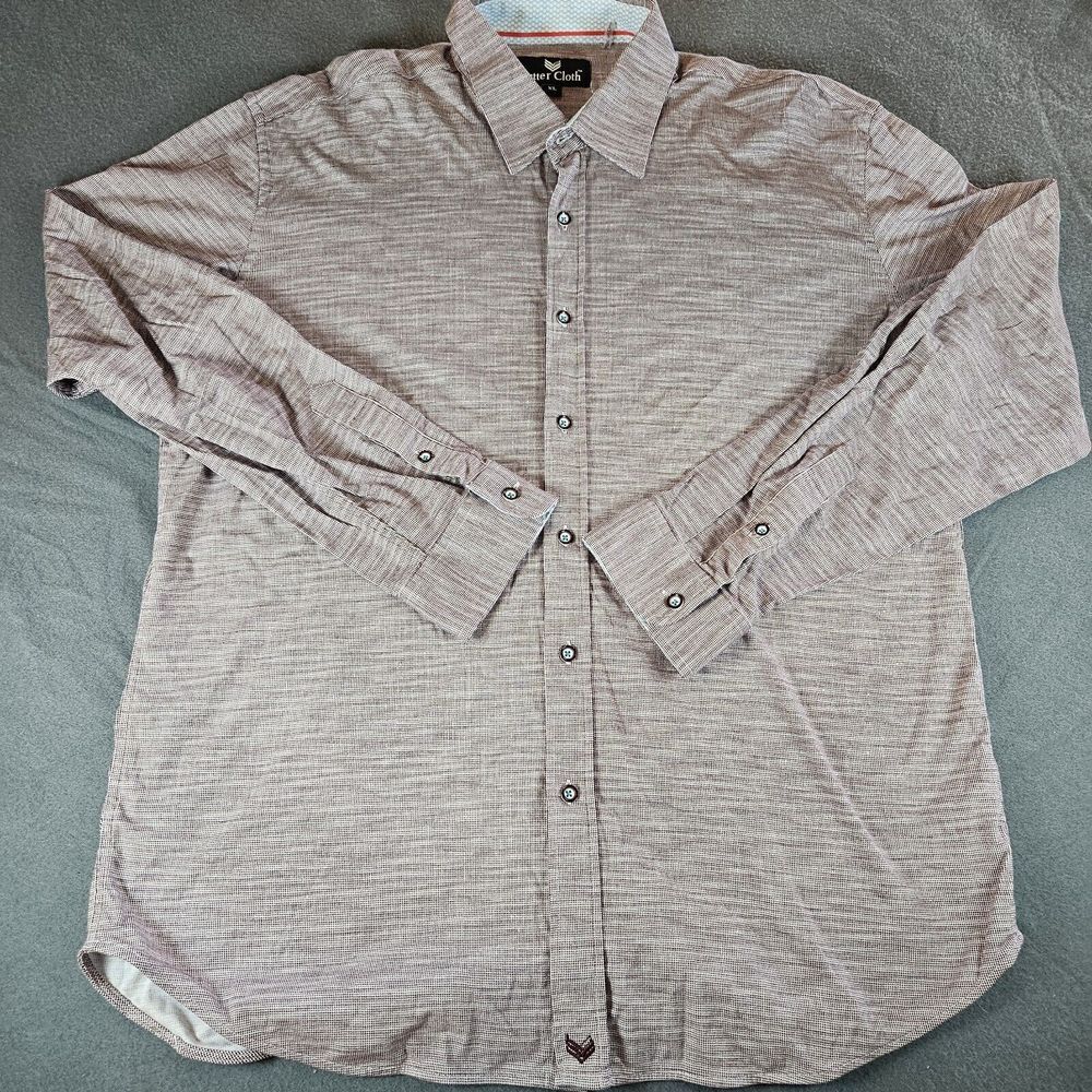 ButterCloth Shirt Mens XL Red Geometric‎ Long Sleeve Flip Cuff Button Up Cotton